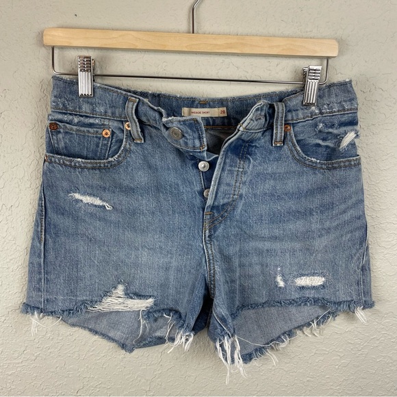 Levi's 501 Premium Shorts Denim Jean Cutoff Distressed - Picture 1 of 9